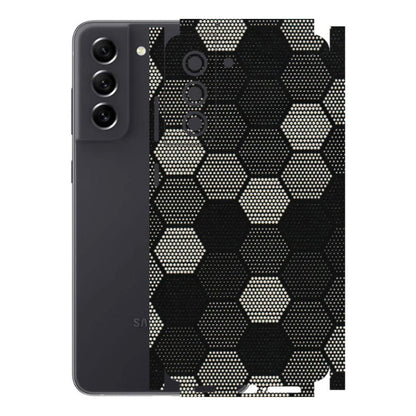 Samsung A/S Series Phone Skins (All Models) - Black & White Dotted Honeycomb Texture - 3D Embossed Finish (L-202) Samsung Galaxy S21 FE 5G