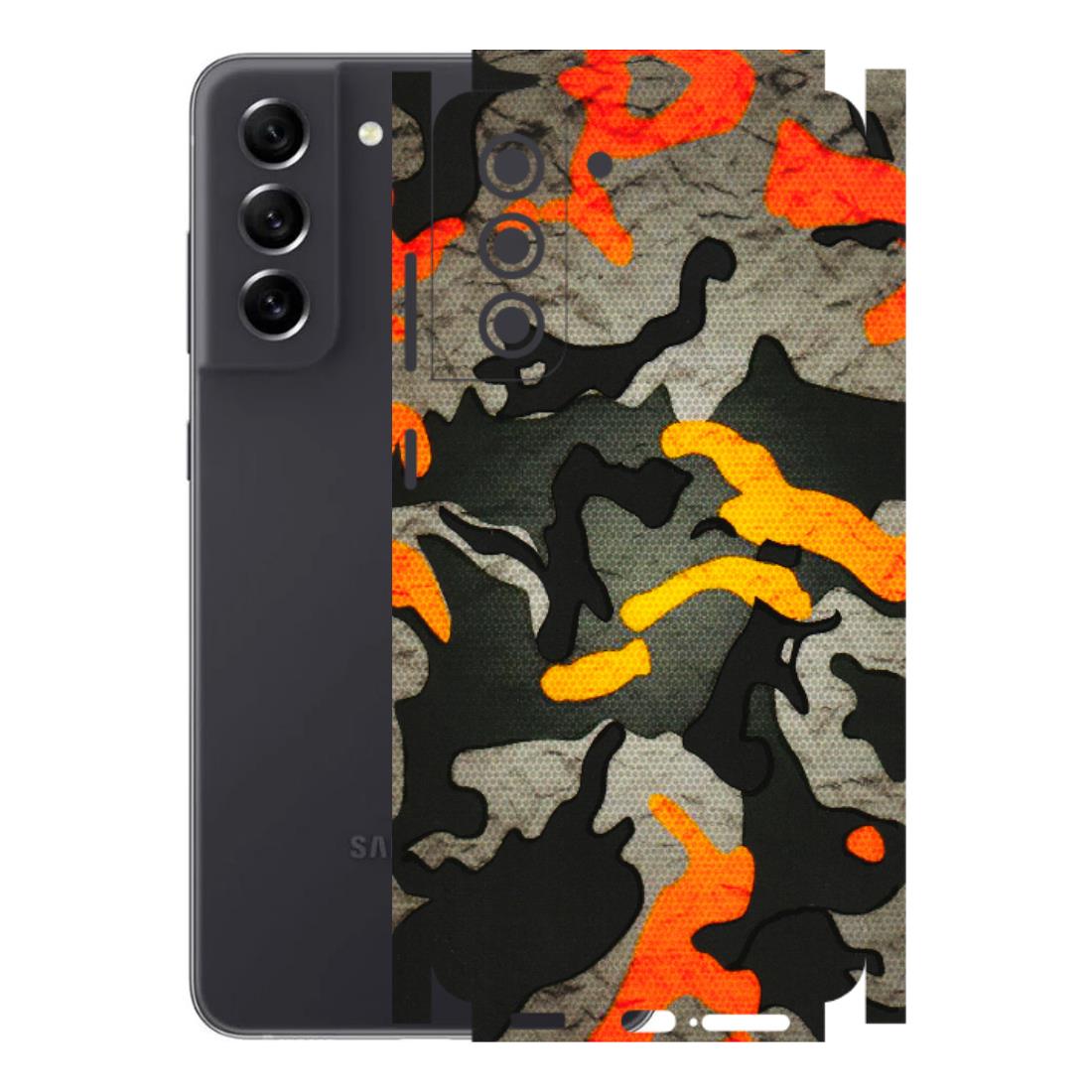 Samsung A/S Series Phone Skins (All Models) - Orange Camouflage - 3D Embossed Finish (L-204) Samsung Galaxy S21 FE 5G