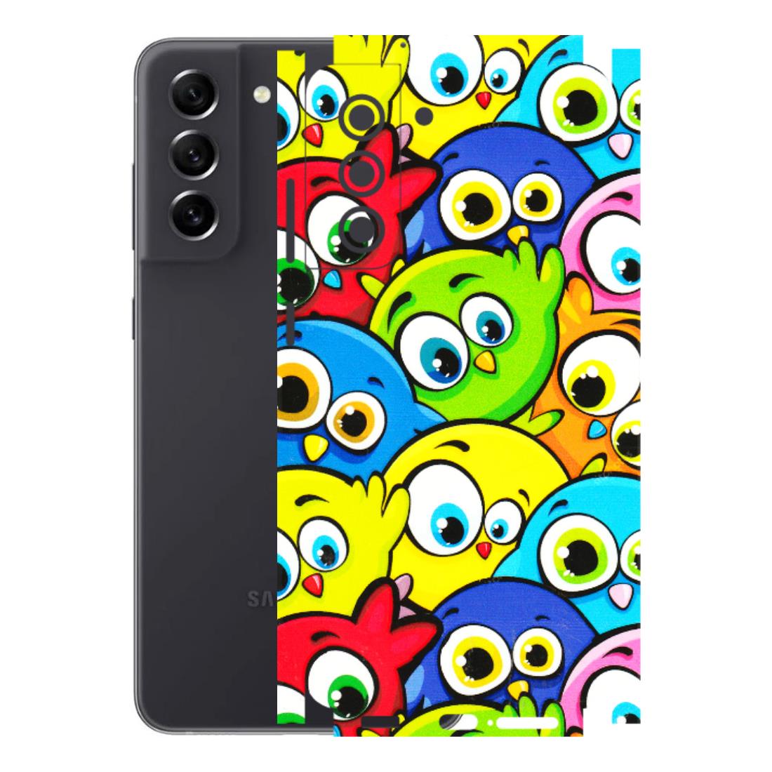 Samsung A/S Series Phone Skins (All Models) - Cute Fluffy Birds - 3D Embossed Finish (L-213) Samsung Galaxy S21 FE 5G