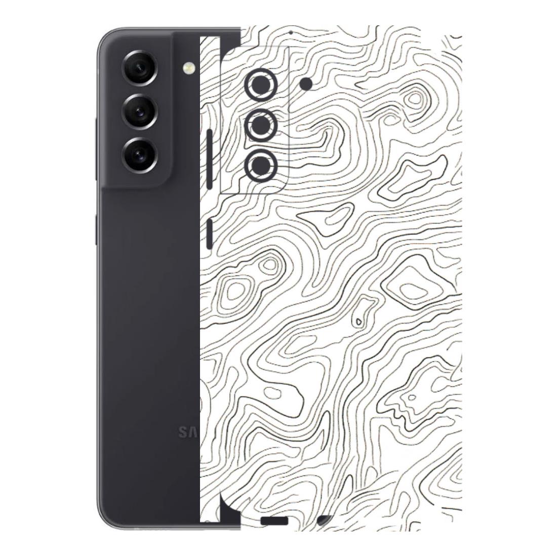 Samsung A/S Series Phone Skins (All Models) - White Black Swirls - 3D Embossed Finish (L-219) Samsung Galaxy S21 FE 5G