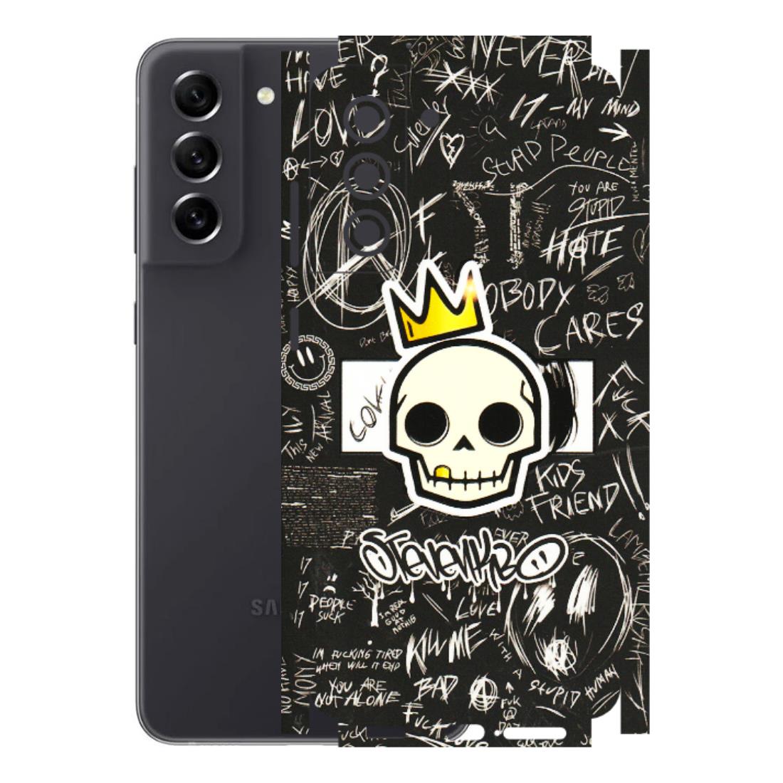 Samsung A/S Series Phone Skins (All Models) - Funny Skull Black Chalk Grafitti - 3D Embossed Finish (L-22) Samsung Galaxy S21 FE 5G