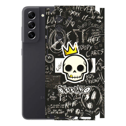 Samsung A/S Series Phone Skins (All Models) - Funny Skull Black Chalk Grafitti - 3D Embossed Finish (L-22) Samsung Galaxy S21 FE 5G