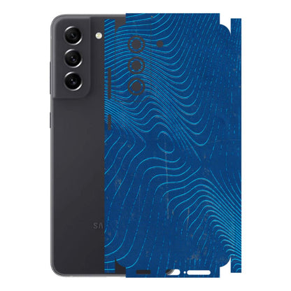 Samsung A/S Series Phone Skins (All Models) - Abstract Blue Line Map - 3D Embossed Finish (L-272) Samsung Galaxy S21 FE 5G