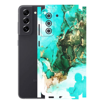 Samsung A/S Series Phone Skins (All Models) - The Blue Gold Marble - Matte Finish (M-124) Samsung Galaxy S21 FE 5G