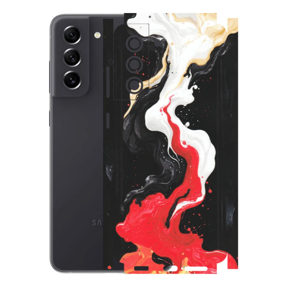 Samsung A/S Series Phone Skins (All Models) - Black Red White Paint Splash Fusion - Matte Finish (M-56) Samsung Galaxy S21 FE 5G