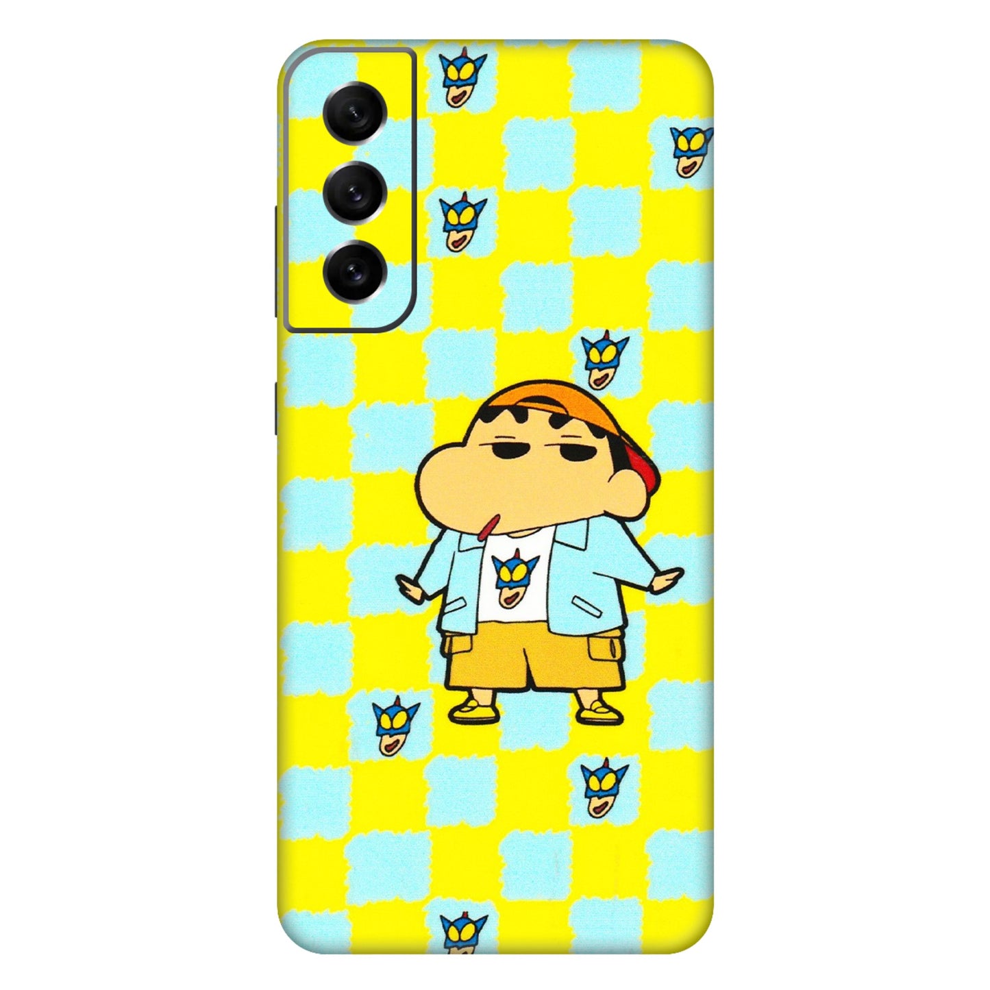 Samsung A/S Series Phone Skins (All Models) - Yellow Blue Shinchan Cute - 3D Embossed Finish (L-221) Samsung Galaxy S21 FE 5G