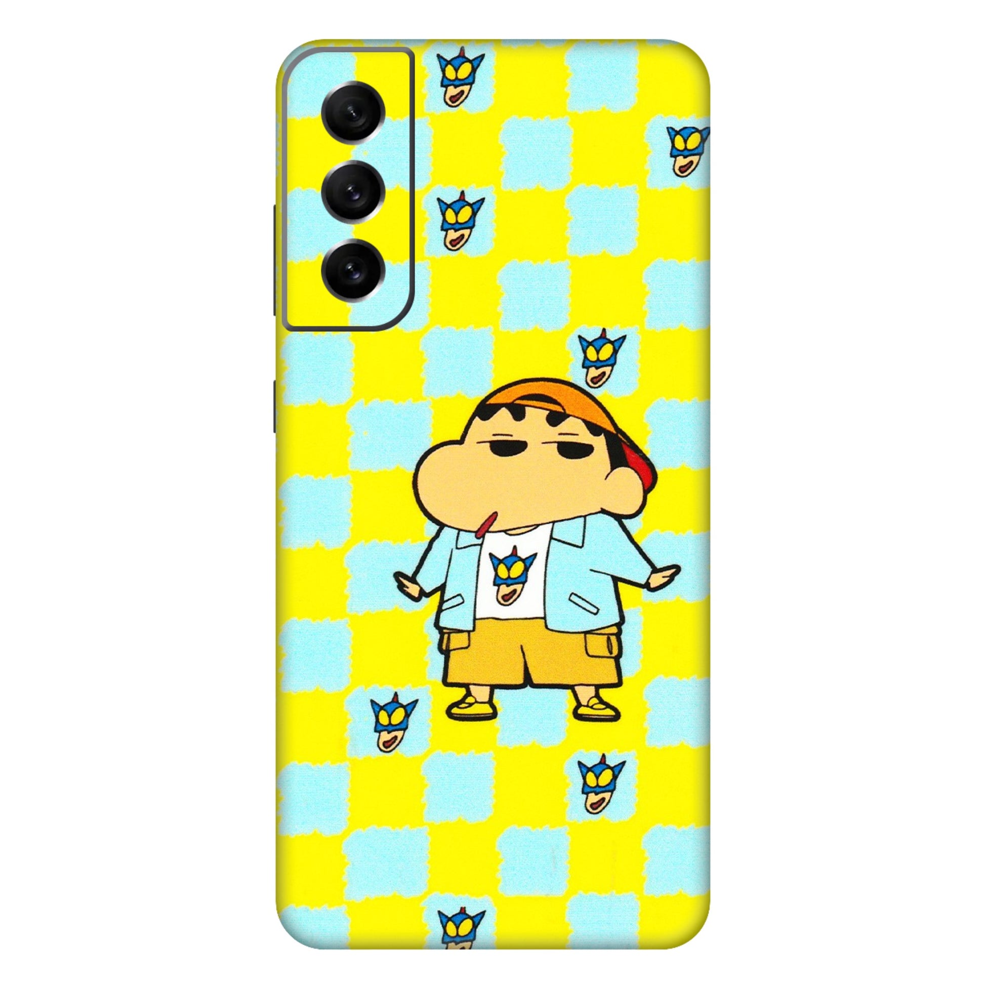 Samsung A/S Series Phone Skins (All Models) - Yellow Blue Shinchan Cute - 3D Embossed Finish (L-221) Samsung Galaxy S21 FE 5G