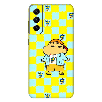 Samsung A/S Series Phone Skins (All Models) - Yellow Blue Shinchan Cute - 3D Embossed Finish (L-221) Samsung Galaxy S21 FE 5G