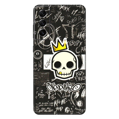 Samsung A/S Series Phone Skins (All Models) - Funny Skull Black Chalk Grafitti - 3D Embossed Finish (L-22) Samsung Galaxy S21 FE 5G