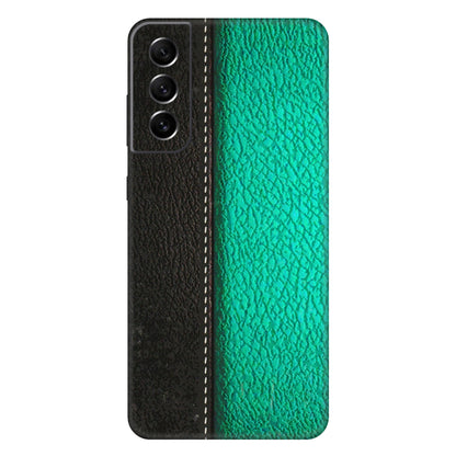 Samsung A/S Series Phone Skins (All Models) - Black Green Dual Leather Stich - 3D Embossed Finish (L-233) Samsung Galaxy S21 FE 5G