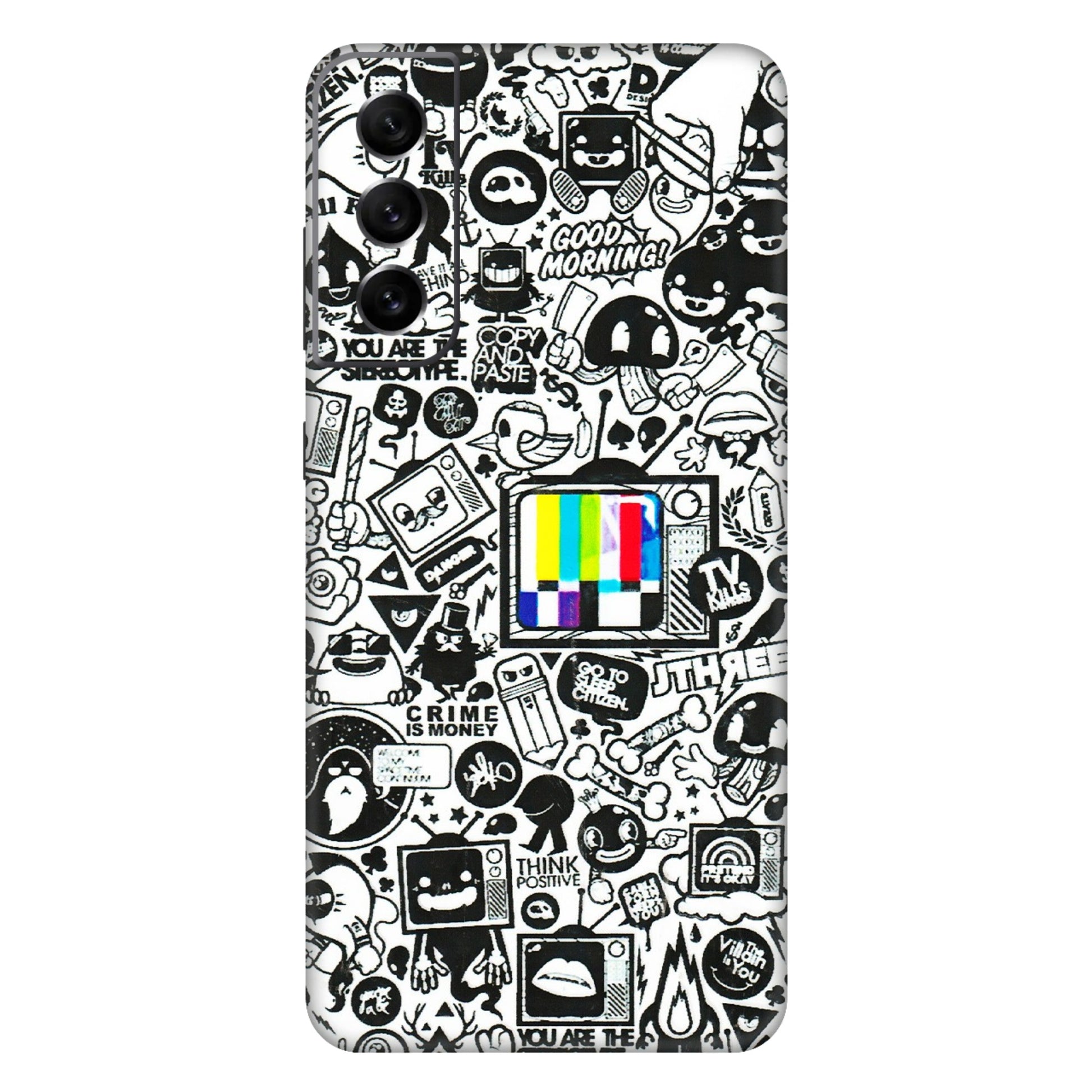 Samsung A/S Series Phone Skins (All Models) - Doodles Positive Art - 3D Embossed Finish (L-263) Samsung Galaxy S21 FE 5G