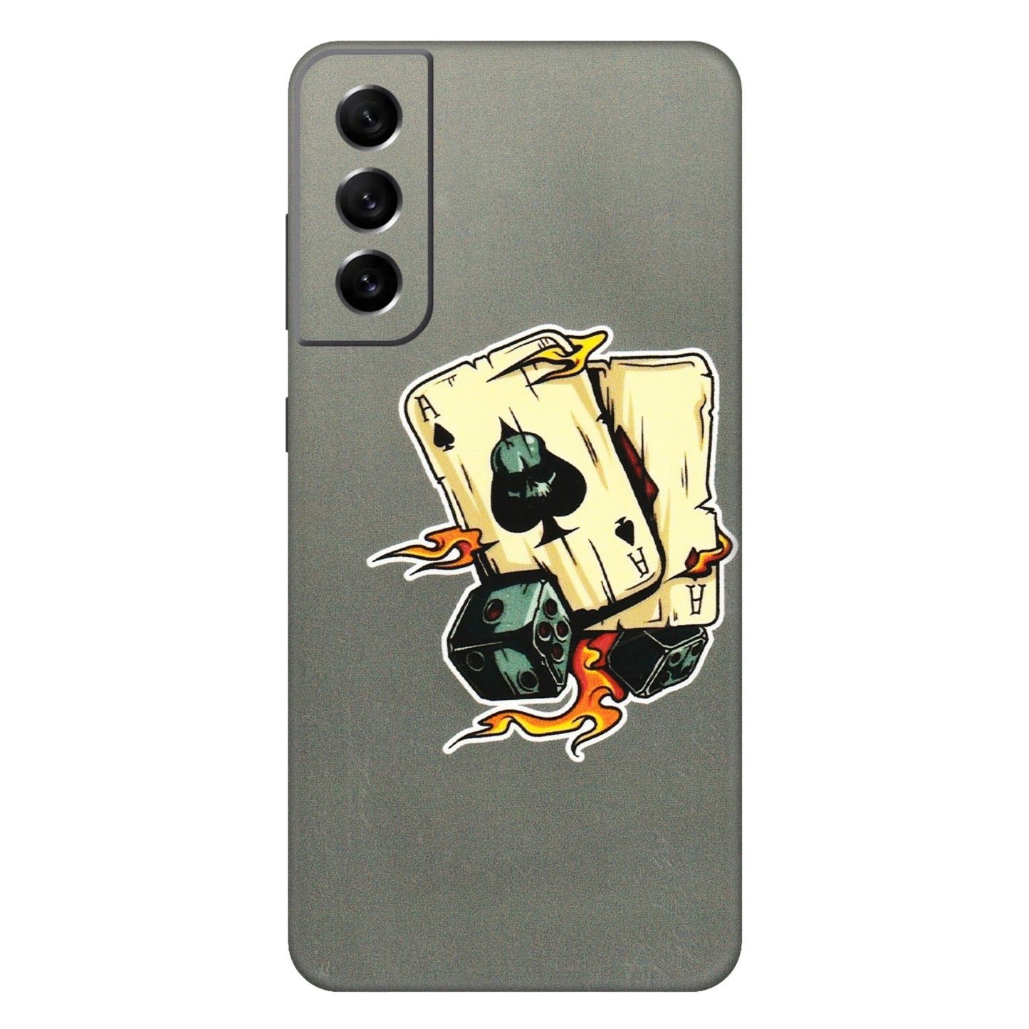 Samsung A/S Series Phone Skins (All Models) - Grey Cards Of Ace - 3D Embossed Finish (L-77) Samsung Galaxy S21 FE 5G