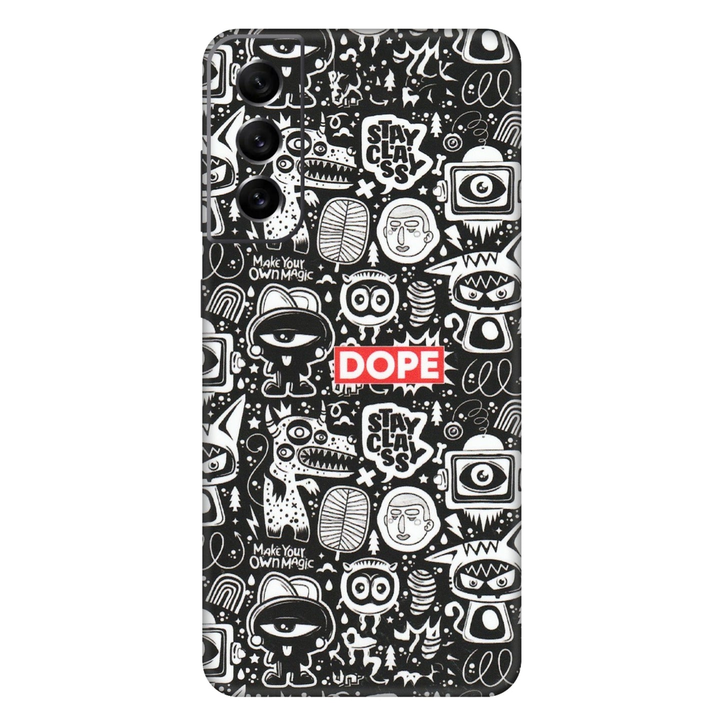 Samsung A/S Series Phone Skins (All Models) - Dope Stay Classy Black Doodles - Matte Finish (M-126) Samsung Galaxy S21 FE 5G
