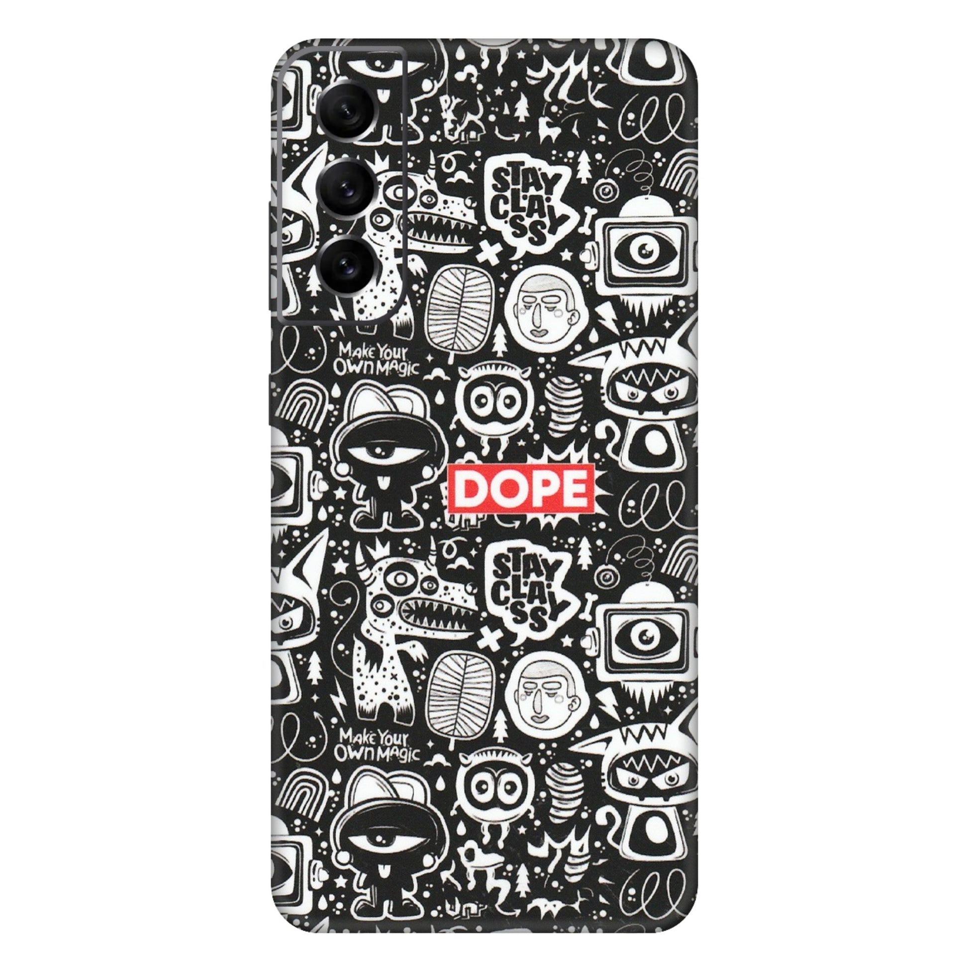 Samsung A/S Series Phone Skins (All Models) - Dope Stay Classy Black Doodles - Matte Finish (M-126) Samsung Galaxy S21 FE 5G