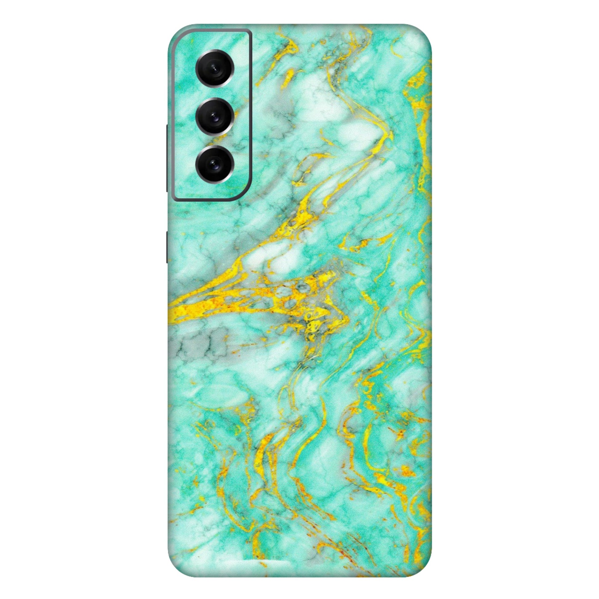 Samsung A/S Series Phone Skins (All Models) - Green And Gold Marble Feel - Matte Finish (M-16) Samsung Galaxy S21 FE 5G