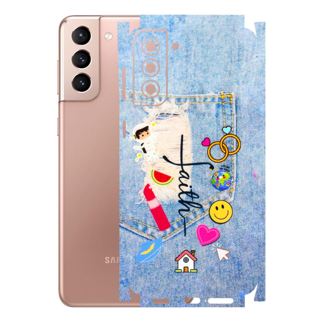 Samsung A/S Series Phone Skins (All Models) - Denim Jeans Pocket - 3D Embossed Finish (L-134) Samsung Galaxy S21 Plus 5G