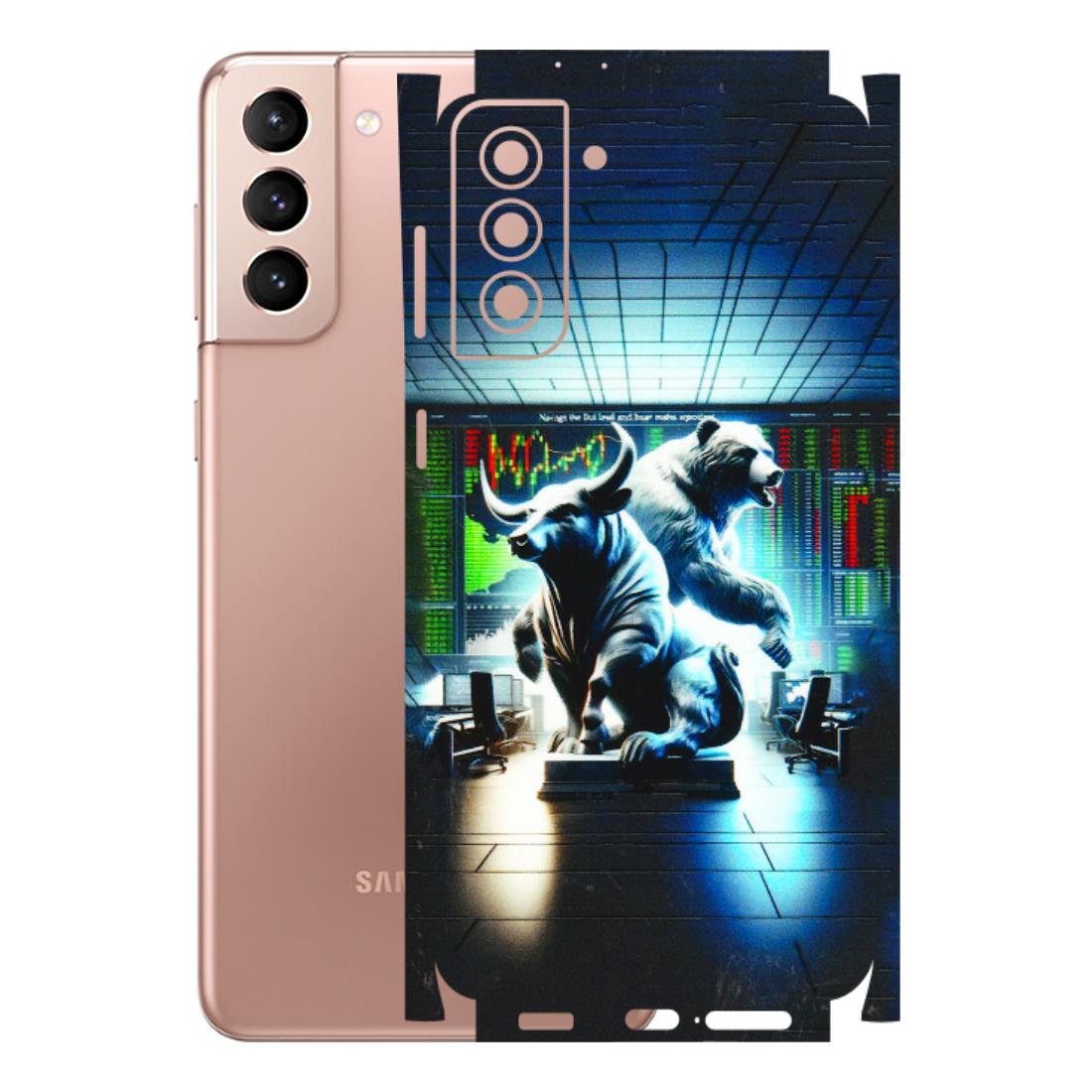 Samsung A/S Series Phone Skins (All Models) - Stock Market Sensex Bear vs Bulls - 3D Embossed Finish (L-15) Samsung Galaxy S21 Plus 5G
