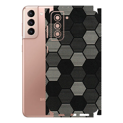 Samsung A/S Series Phone Skins (All Models) - Black & White Dotted Honeycomb Texture - 3D Embossed Finish (L-202) Samsung Galaxy S21 Plus 5G
