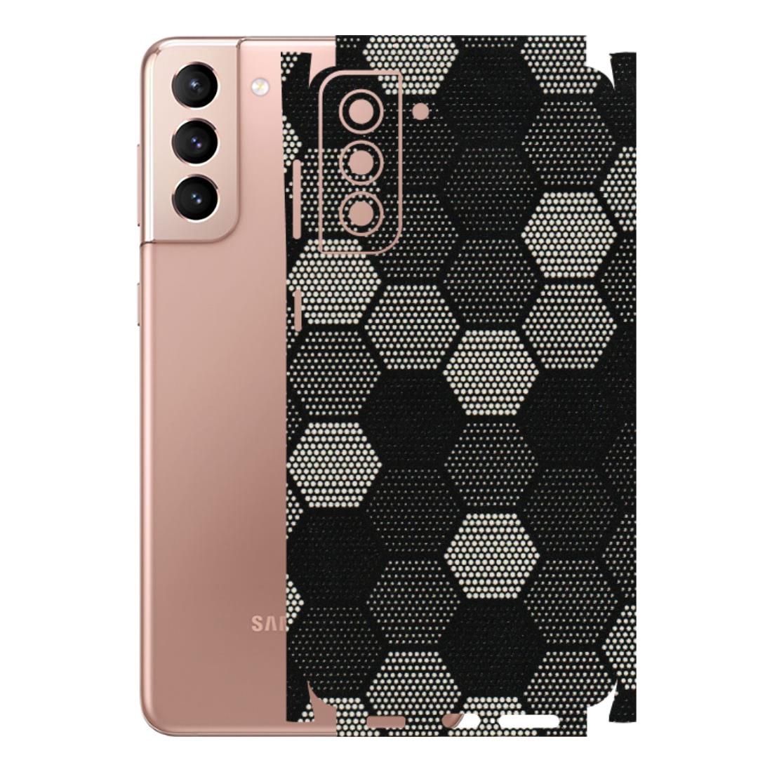Samsung A/S Series Phone Skins (All Models) - Black & White Dotted Honeycomb Texture - 3D Embossed Finish (L-202) Samsung Galaxy S21 Plus 5G