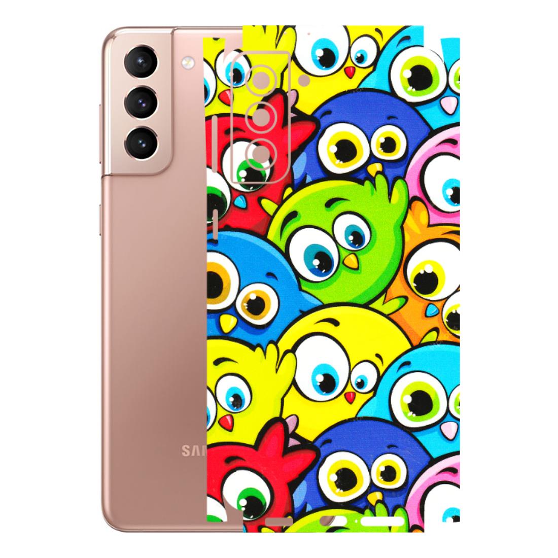 Samsung A/S Series Phone Skins (All Models) - Cute Fluffy Birds - 3D Embossed Finish (L-213) Samsung Galaxy S21 Plus 5G