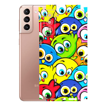 Samsung A/S Series Phone Skins (All Models) - Cute Fluffy Birds - 3D Embossed Finish (L-213) Samsung Galaxy S21 Plus 5G