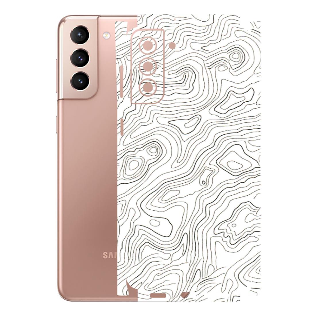 Samsung A/S Series Phone Skins (All Models) - White Black Swirls - 3D Embossed Finish (L-219) Samsung Galaxy S21 Plus 5G