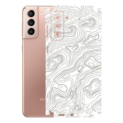 Samsung A/S Series Phone Skins (All Models) - White Black Swirls - 3D Embossed Finish (L-219) Samsung Galaxy S21 Plus 5G