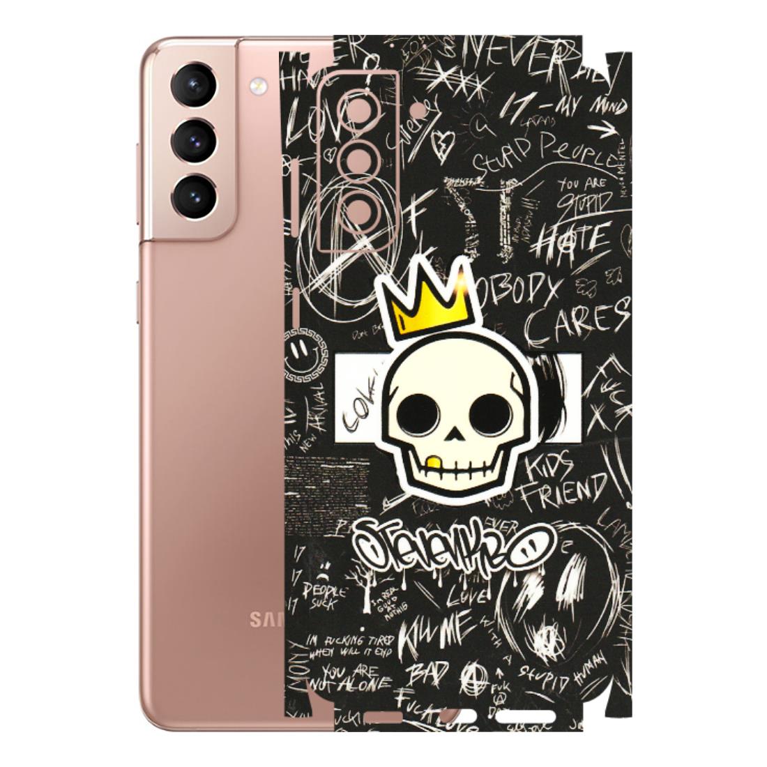 Samsung A/S Series Phone Skins (All Models) - Funny Skull Black Chalk Grafitti - 3D Embossed Finish (L-22) Samsung Galaxy S21 Plus 5G