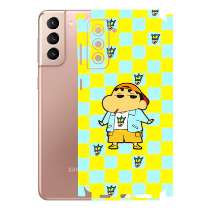 Samsung A/S Series Phone Skins (All Models) - Yellow Blue Shinchan Cute - 3D Embossed Finish (L-221) Samsung Galaxy S21 Plus 5G