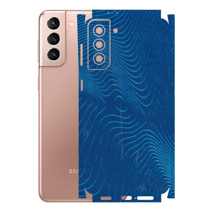 Samsung A/S Series Phone Skins (All Models) - Abstract Blue Line Map - 3D Embossed Finish (L-272) Samsung Galaxy S21 Plus 5G
