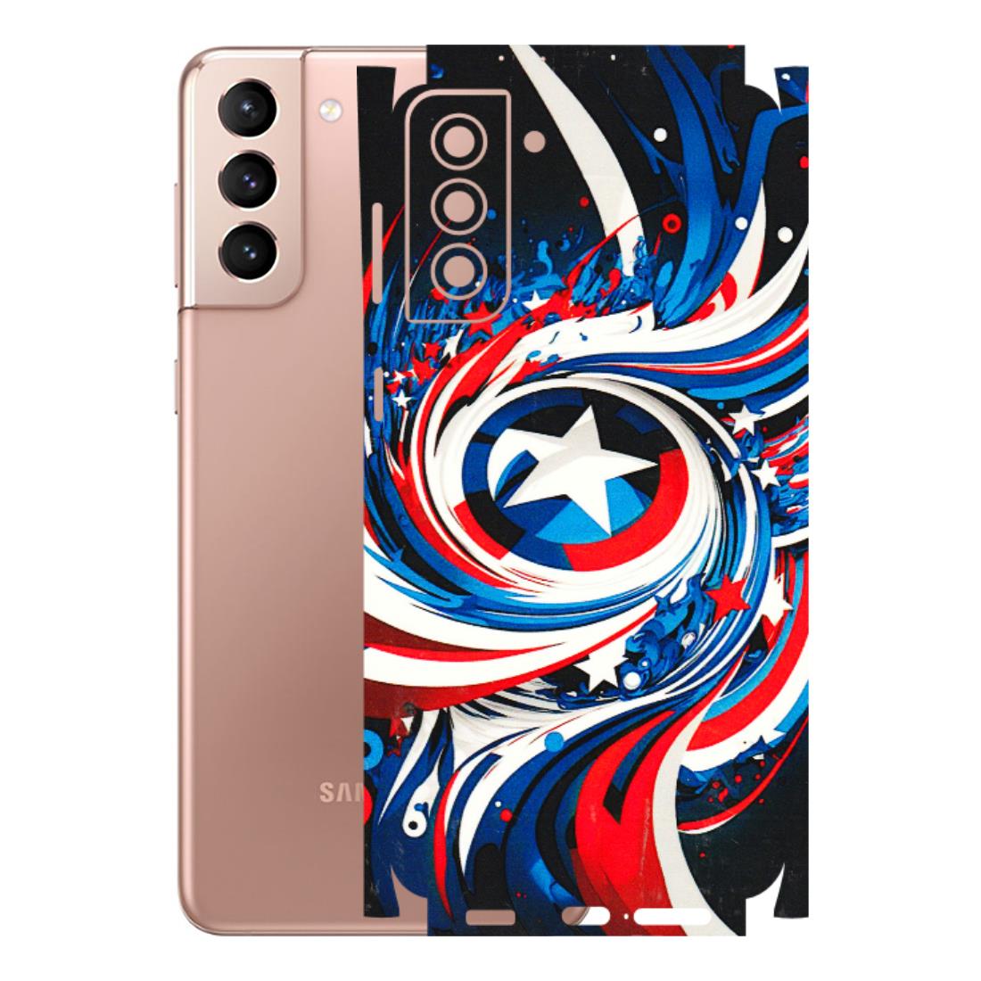 Samsung A/S Series Phone Skins (All Models) - Captain America Logo - 3D Embossed Finish (L-307) Samsung Galaxy S21 Plus 5G
