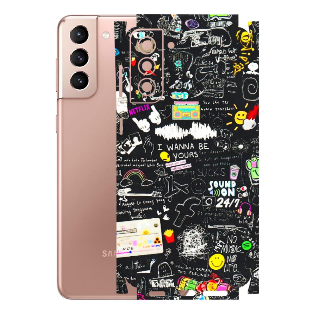 Samsung A/S Series Phone Skins (All Models) - Black Creatives Doodles - 3D Embossed Finish (L-311) Samsung Galaxy S21 Plus 5G