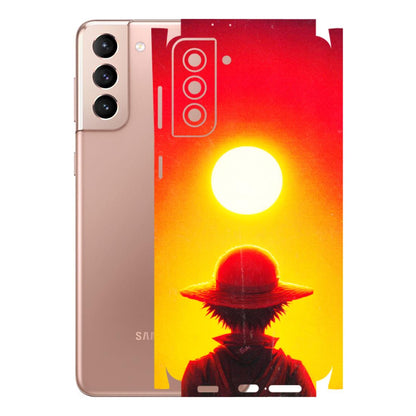 Samsung A/S Series Phone Skins (All Models) - Cool Sunset With Monkey D.Luffy Anime - 3D Embossed Finish (L-329) Samsung Galaxy S21 Plus 5G