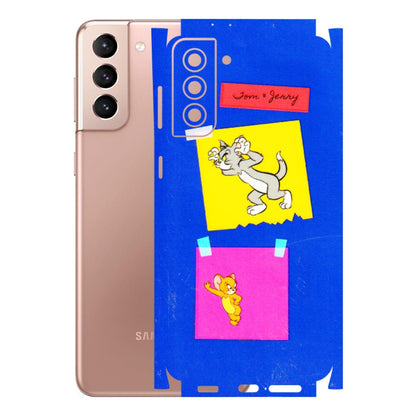 Samsung A/S Series Phone Skins (All Models) - Tom N Jerry Sticky Notes - 3D Embossed Finish (L-88) Samsung Galaxy S21 Plus 5G