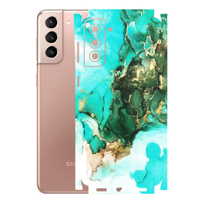 Samsung A/S Series Phone Skins (All Models) - The Blue Gold Marble - Matte Finish (M-124) Samsung Galaxy S21 Plus 5G