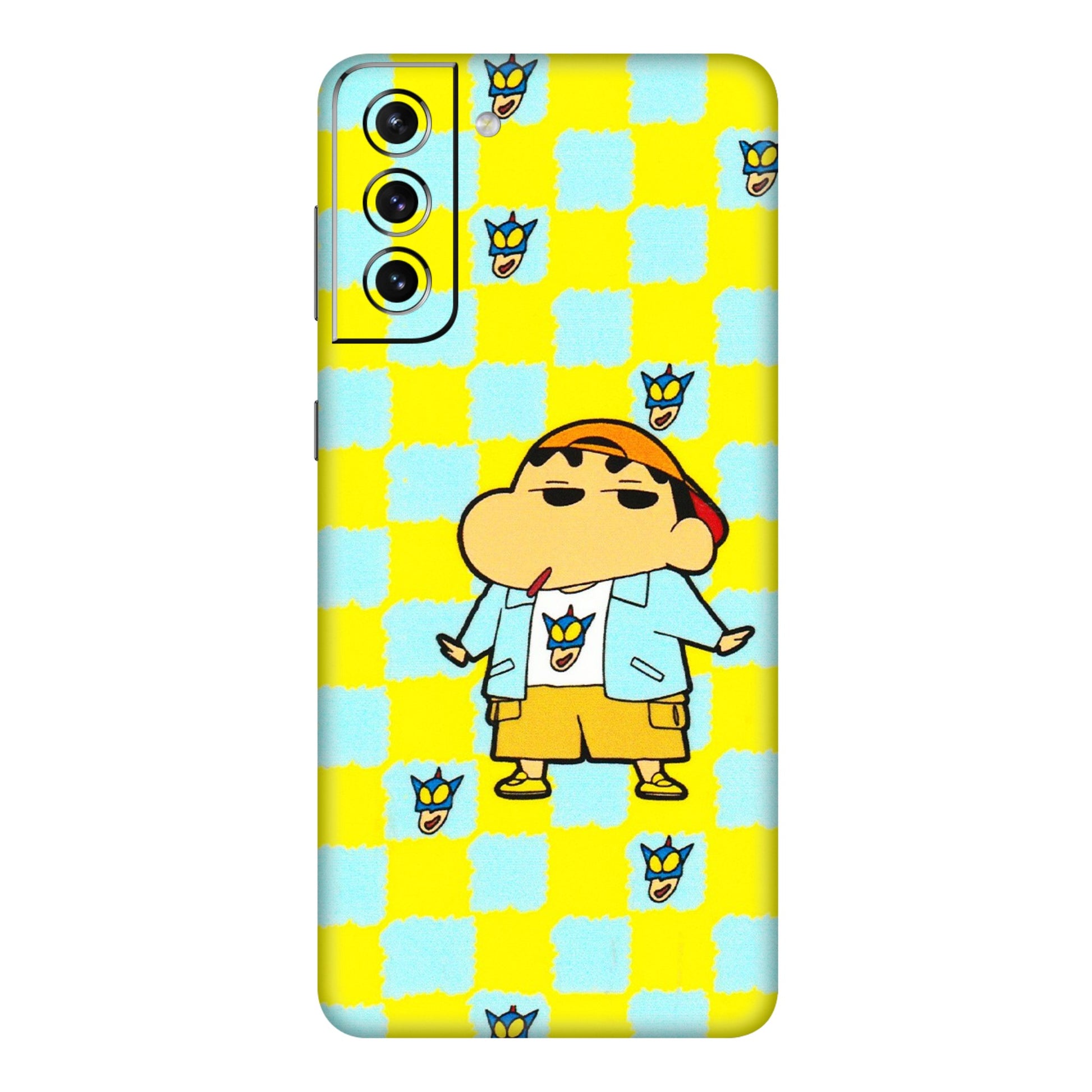 Samsung A/S Series Phone Skins (All Models) - Yellow Blue Shinchan Cute - 3D Embossed Finish (L-221) Samsung Galaxy S21 Plus 5G