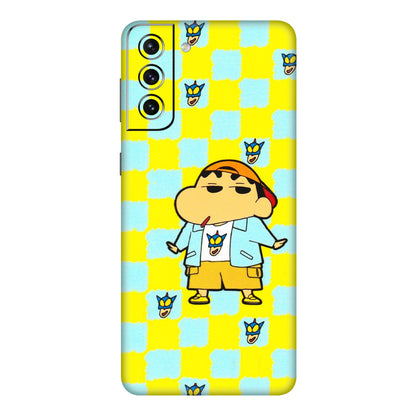 Samsung A/S Series Phone Skins (All Models) - Yellow Blue Shinchan Cute - 3D Embossed Finish (L-221) Samsung Galaxy S21 Plus 5G