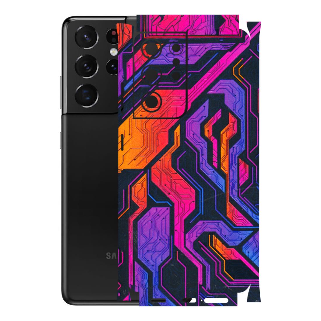 Samsung A/S Series Phone Skins (All Models) - Tech Circuits Futuristic - 3D Embossed Finish (L-07) Samsung Galaxy S21 Ultra 5G