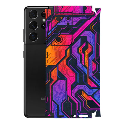 Samsung A/S Series Phone Skins (All Models) - Tech Circuits Futuristic - 3D Embossed Finish (L-07) Samsung Galaxy S21 Ultra 5G