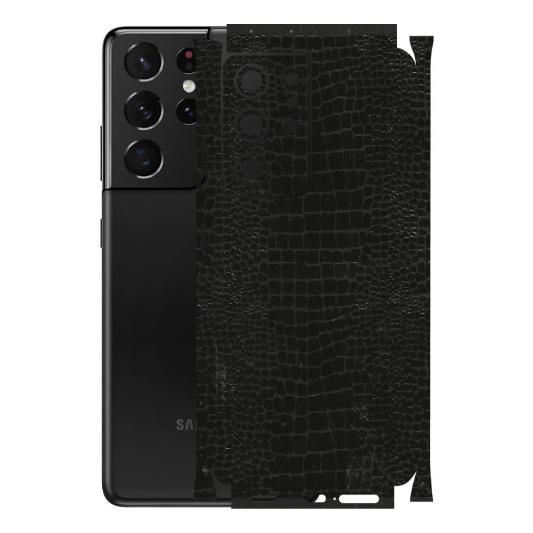 Samsung A/S Series Phone Skins (All Models) - Snake Leather Black - 3D Embossed Finish (L-107) Samsung Galaxy S21 Ultra 5G
