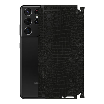 Samsung A/S Series Phone Skins (All Models) - Snake Leather Black - 3D Embossed Finish (L-107) Samsung Galaxy S21 Ultra 5G