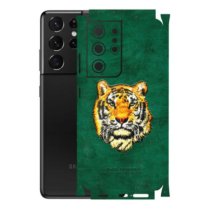 Samsung A/S Series Phone Skins (All Models) - Leather Feel Tiger - 3D Embossed Finish (L-111) Samsung Galaxy S21 Ultra 5G