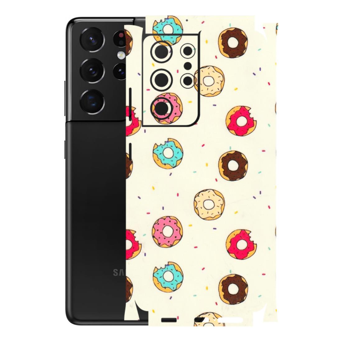 Samsung A/S Series Phone Skins (All Models) - Mini Donuts Doodle Art - 3D Embossed Finish (L-122) Samsung Galaxy S21 Ultra 5G
