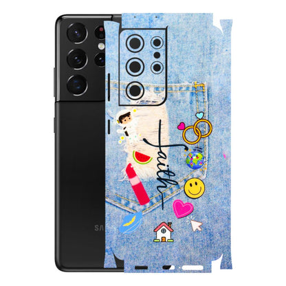 Samsung A/S Series Phone Skins (All Models) - Denim Jeans Pocket - 3D Embossed Finish (L-134) Samsung Galaxy S21 Ultra 5G