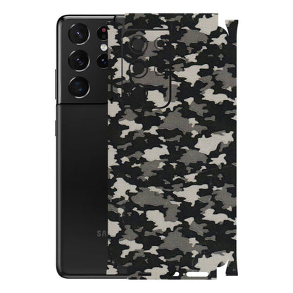 Samsung A/S Series Phone Skins (All Models) - Black/Grey Camoflaunge - 3D Embossed Finish (L-142) Samsung Galaxy S21 Ultra 5G