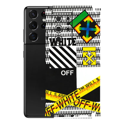 Samsung A/S Series Phone Skins (All Models) - White Off Abstract - 3D Embossed Finish (L-172) Samsung Galaxy S21 Ultra 5G