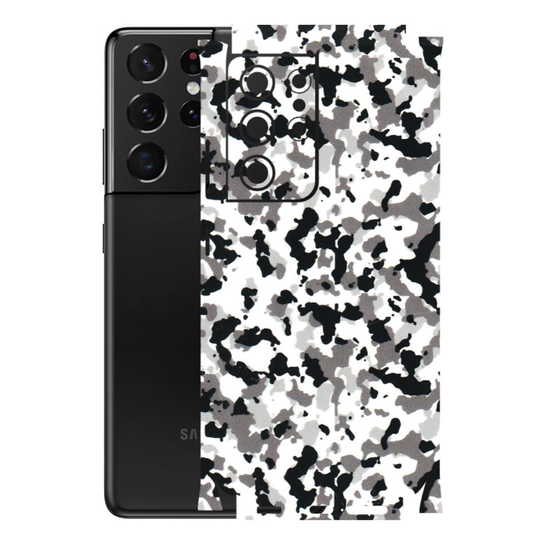Samsung A/S Series Phone Skins (All Models) - White Black Camouflage - 3D Embossed Finish (L-18) Samsung Galaxy S21 Ultra 5G