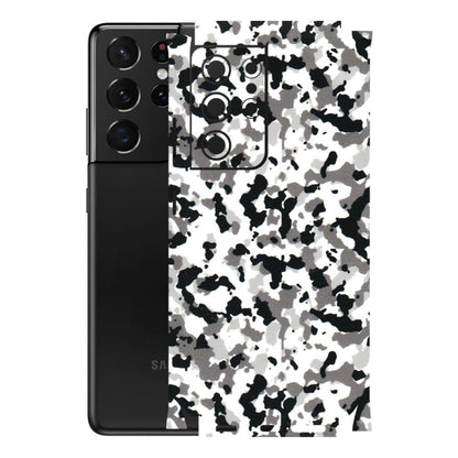Samsung A/S Series Phone Skins (All Models) - White Black Camouflage - 3D Embossed Finish (L-18) Samsung Galaxy S21 Ultra 5G