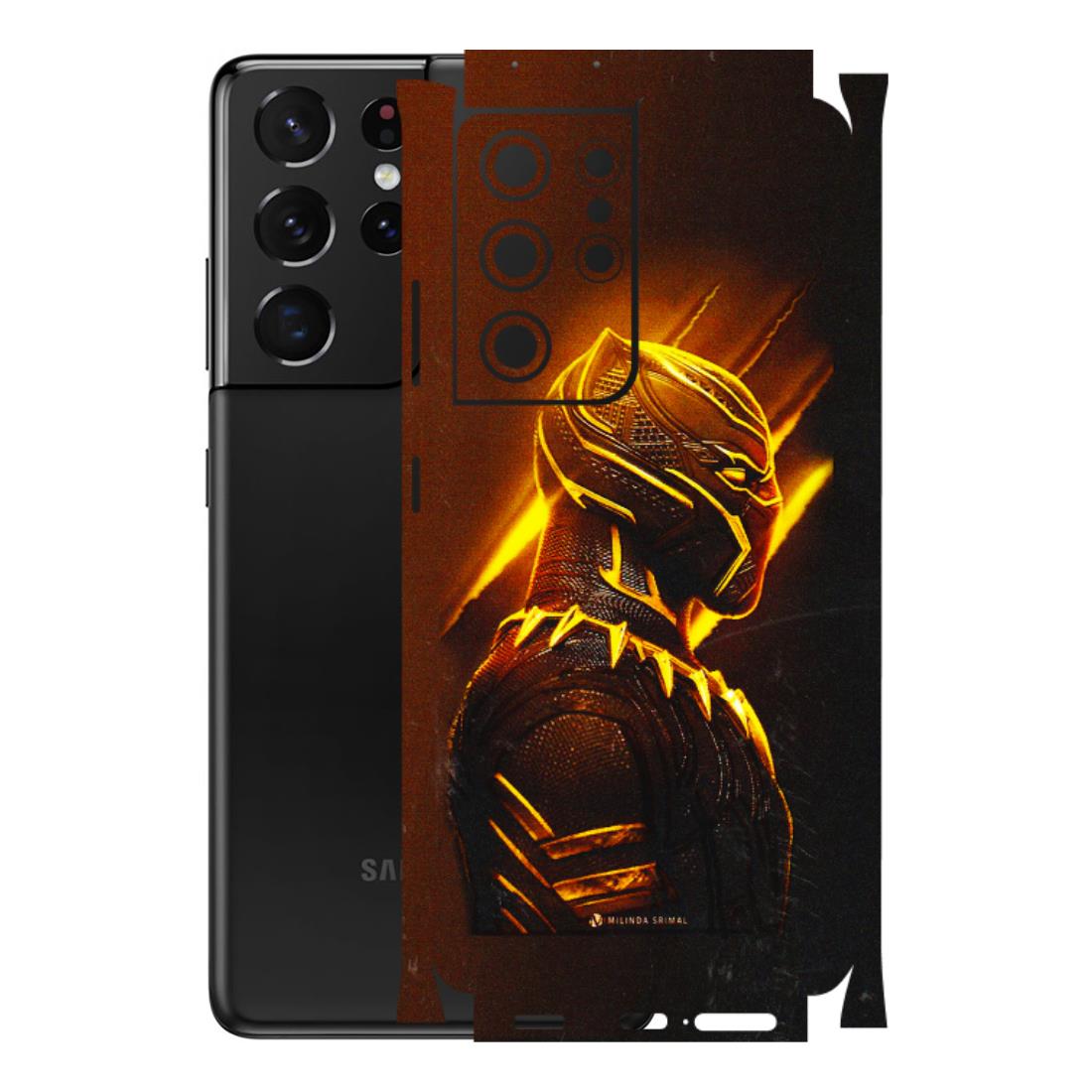 Samsung A/S Series Phone Skins (All Models) - Gold Black Panther - 3D Embossed Finish (L-181) Samsung Galaxy S21 Ultra 5G