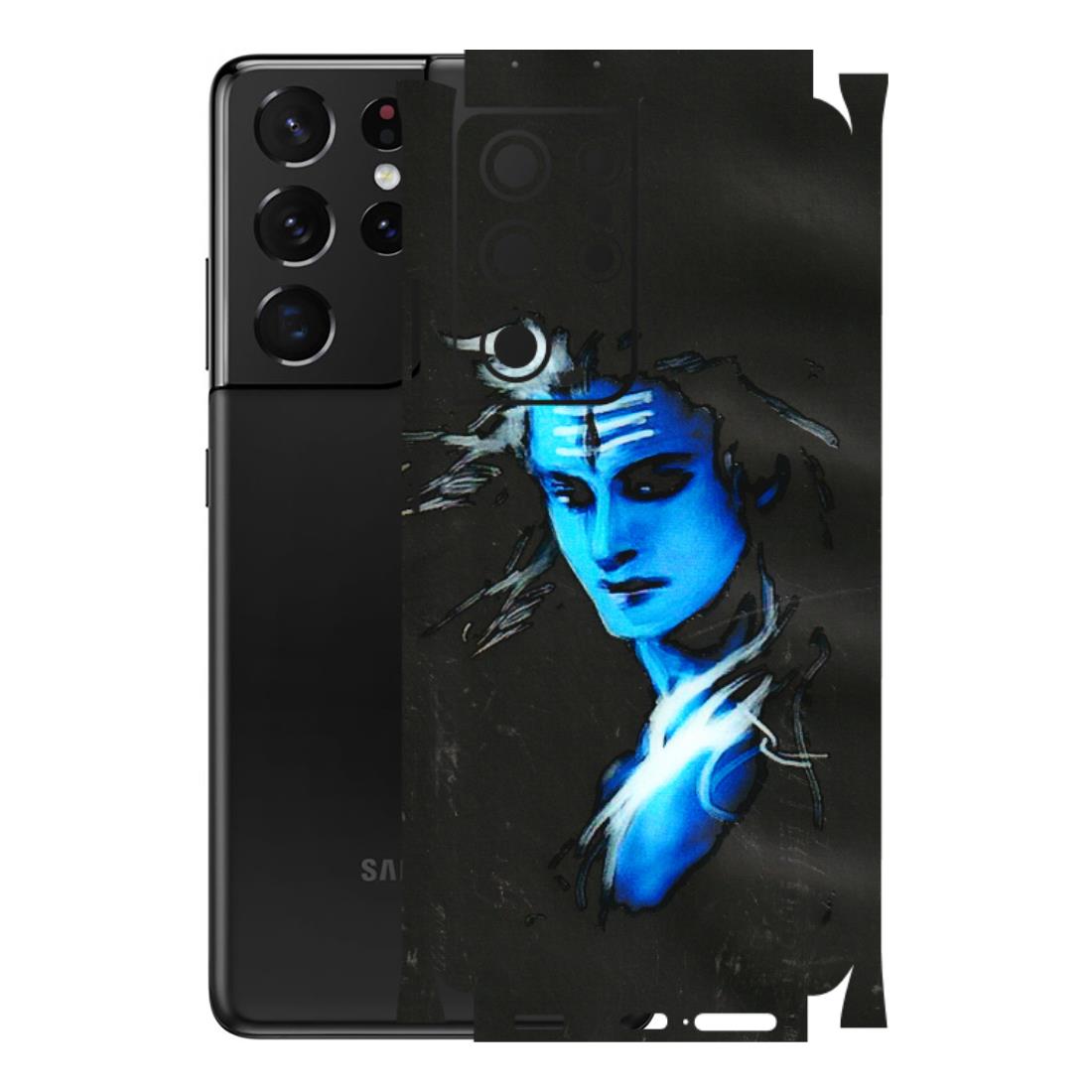 Samsung A/S Series Phone Skins (All Models) - Har Har Mahadev Blue/Black - 3D Embossed Finish (L-185) Samsung Galaxy S21 Ultra 5G